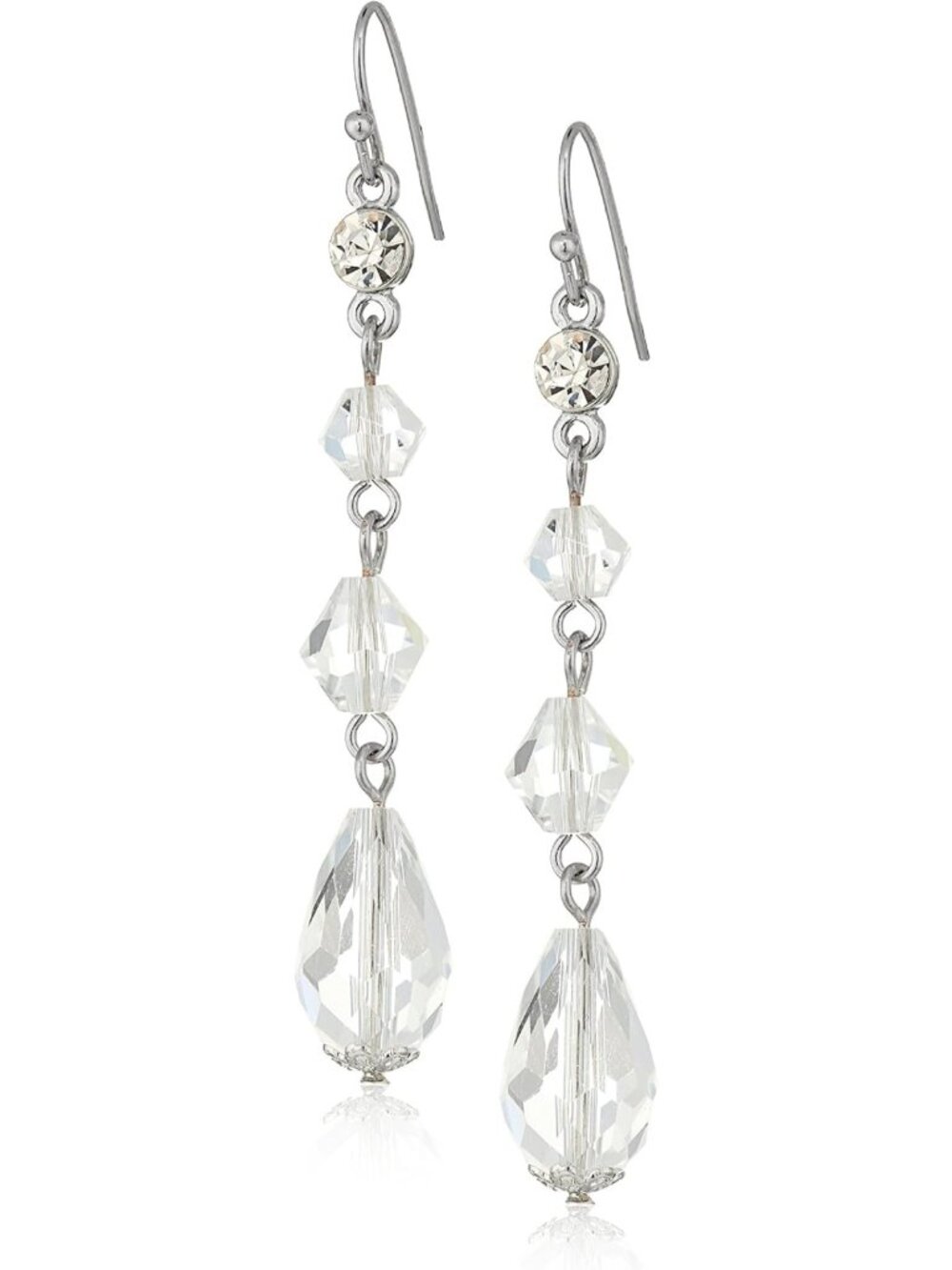 1928 Jewelry Round Crystal Multi Beaded Long Linear Dangling Earrings For Women